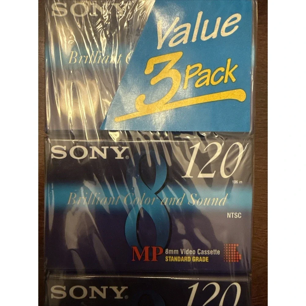 Sony MP 8mm Video Cassette Standard Grade 120 3 cassettes